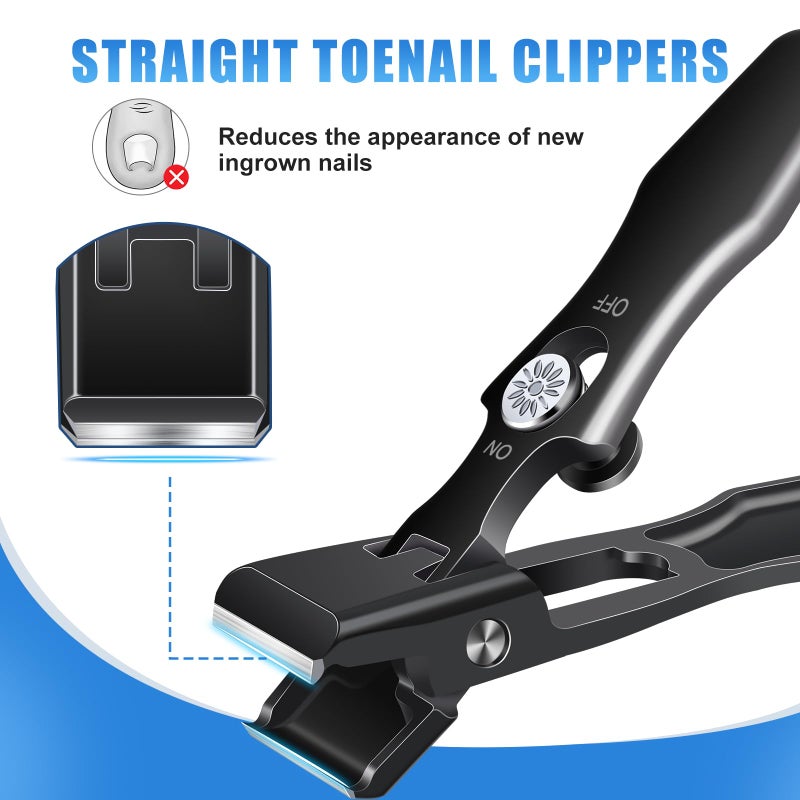 درمود مقص أظافر ألماني للرجال ذوي الأظافر السميكة، مقص أظافر قدم مستقيم مطور لكبار السن بفتحة واسعة، مقص أظافر كبير شديد التحمل مانع للتناثر، مقص أظافر للأصابع الغائرة مع وعاء تجميع - Image 3